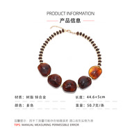 Kaimei 2027 Modeschmuck Bernsteinfarbene Perlenkette Große Flache Ovale Perlen Schildpatt-Optik Gold Chunky Schmuck Damen Halsketten