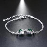 Mode féminine Bracelet pierre vert émeraude de haute qualité Bracelet connecté chaîne à la main