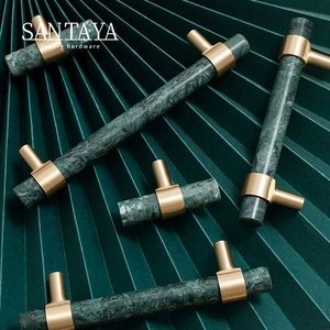 Santaya 拉丝黄铜拉手 厨房橱柜拉手 卧室衣柜抽屉把手 家具大理石拉手 - Product Image 3