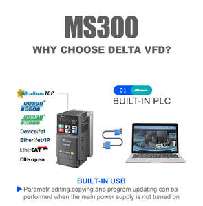 เดลต้า VFD1A6MS23ANSAA MS300 ซีรีส์ VFD อินเวอร์เตอร์ความถี่ 0.2KW 220V 3 เฟส ควบคุม V/F สำหรับมอเตอร์ AC ในแกนหมุน CNC - Product Image 2