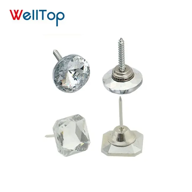 WELLTOP tas kancing baru 18.025 dekorasi furnitur gesper berlian Sofa kuku pelapis kuku berlian imitasi kaca tombol kristal