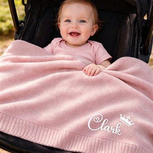 Couverture en tricot, couverture en coton personnalisée avec nom brodé pour poussette et décorations de chambre d'enfant, souvenir pour nouveau-né - Product Image 2