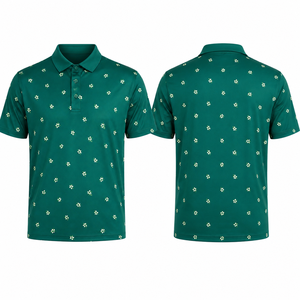 Camiseta de Polo de Golf con Estampado de Trébol Personalizada para Hombre, Ropa de Golf Elástica que Absorbe la Humedad, Fabricante de Marca Privada OEM ODM - Product Image 4