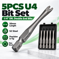 Embouts de tournevis magnétiques en acier U4 S2 en forme de U à double extrémité, 5 pièces, OEM personnalisé, 50 mm, tige hexagonale de 1/4 pouce, accessoires d'outils