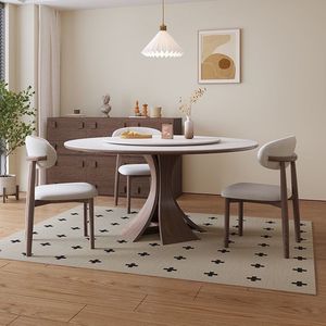 Solid Wood Slab Dining <b>Table</b> Round Modern Minimalist Design For Home And <b>Small</b> Apartments - Product Image 1