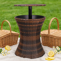 Table de jardin moderne 2-en-1 en rotin avec seau à glace pour hôtel et terrasse