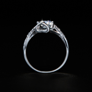 Bague en argent sterling S925 Angel <span class=keywords><strong>Kiss</strong></span> avec moissanite <span class=keywords><strong>1</strong></span> carat, forme cœur torsadée, pour femme, alliance de fiançailles - Product Image 3