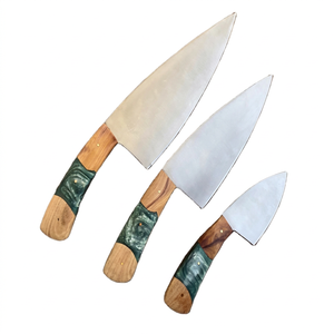 Juego de Cuchillos de Cocina de Acero Inoxidable de 3 Piezas, Diseño Moderno, Madera de Resina de Olivo, Forjados de Alta Calidad, Ambidiestros, Rectos - Product Image 2