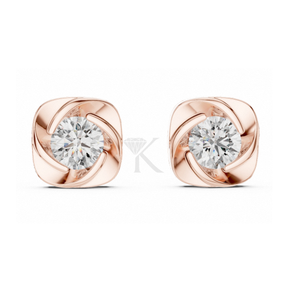 Boucles d'oreilles modernes avec serti en spirale et diamants ronds brillants, dotées de fermoirs à vis sécurisés, bijoux fins élégants et minimalistes - Product Image 5