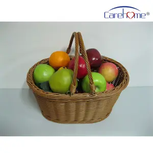 Top Choice Vintage Wicker Picnic Plastic Rattan Basket Small Case Hamper Farm House Decor Handle Basket