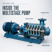 Pompa Air Multistage Horizontal TSWA Pompa Sentrifugal 1.5-191 CBM/H Head 17-247 Meter untuk Air Proses Kimia