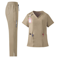 Ensemble d'uniformes de travail respirants en maille pour médecins, infirmières, salons de beauté, spas, avec blouses à col en V et pantalons de travail (jogging)