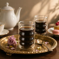 Tasse à café en verre à double paroi en spirale, en borosilicate haute résistance, avec logo personnalisé, vente en gros