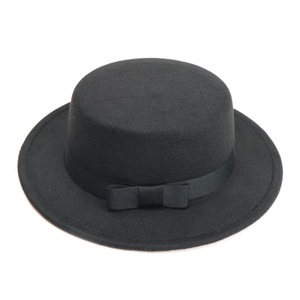 MSMC Wool Fedora <b>Hat</b> Flat Top With Ribbon <b>Band</b> Adult Casual Spring Autumn Fashion <b>Hat</b> - Product Image 3