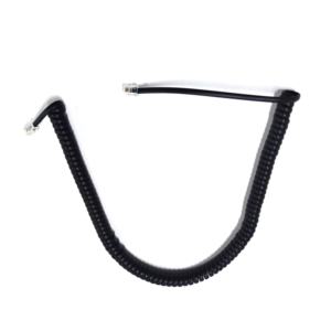 Cordon téléphonique spiralé noir 30AWG rétractable avec connecteurs RJ9 / RJ10 / RJ22 pour téléphones fixes - Product Image 1