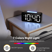 Alarm meja Digital LED multifungsi, Jam Alarm Digital dengan warna RGB, tampilan waktu Snooze LED RGB