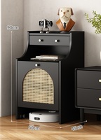 Meuble de rangement latéral pour salon au design moderne avec tiroir et compartiment cachés, en bois et rotin, mobilier de maison