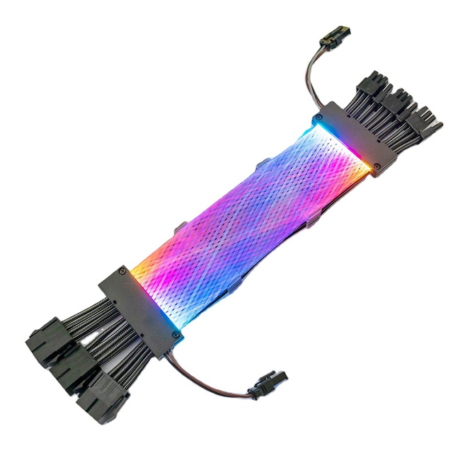 Hot Selling 3x8 Pin Rgb Pc Extension Cable Led Fiber Optic Mesh Glowing Extension Cable for Computer Case Lighting