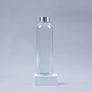 500ml cheap price screw top beverage juice glass water bottle for drinking with metal caps