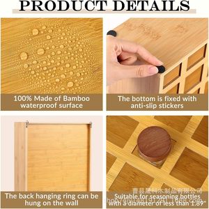 Wooden Spice Rack <b>Wall</b> Mounted 6 Tier Drawer Style <b>Storage</b> Box For Kitchen Organization - Product Image 4