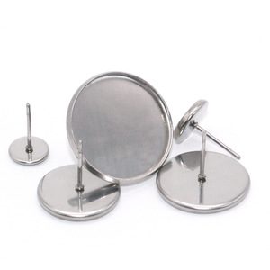 Stainless Steel Disc Earring <b>Post</b> <b>Round</b> Base For Earring Making Jewelry Findings Components - Product Image 4