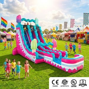 Toboggan aquatique gonflable écologique à double piste, capacité 600 kg, personnalisable, pour fêtes d'été pour enfants, <span class=keywords><strong>jardin</strong></span>, CE EN4960 - Product Image 5