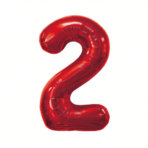 Party Love Number <b>2</b> <b>Balloon</b> Red 45cm Foil Metallic Birthday Party Decoration - Product Image 1