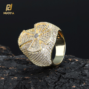 NUOYA-Anillo cruzado de diamantes de circón brillante para hombre y mujer, joyería de hip hop, para regalo - Product Image 1