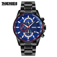 Montre à quartz pour homme SKMEI 9250, chronographe de luxe, phase de lune, bracelet en acier inoxydable, lumineuse, étanche 30 m, tendance