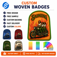 Ensemble de patchs tissés sur mesure avec motifs bouclier et contour en arc, badges à coudre pour vestes, gilets, casquettes, articles promotionnels de club, commande