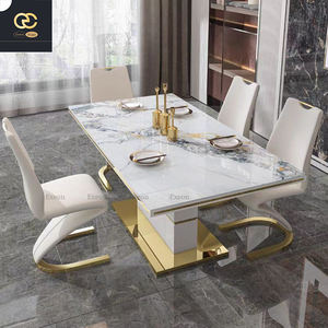 Mesa de luz de placa de roca de lujo moderna nueva moda muebles de comedor rectangulares de gama alta para el hogar y el Hotel - Product Image 3