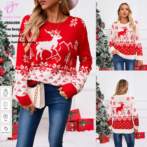 <span class=keywords><strong>Pull</strong></span> en tricot jacquard personnalisé Loveda pour <span class=keywords><strong>femme</strong></span>, col rond, chaud, automne-hiver, avec logo brodé, idéal pour Noël - Product Image 1