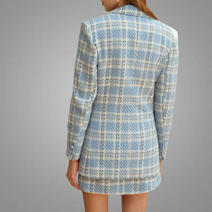 Blazer e gonna in Tweed doppiopetto con motivo scozzese di alta qualità due pezzi Lady Office Suit ultimi abiti da <span class=keywords><strong>donna</strong></span> caldi - Product Image 5