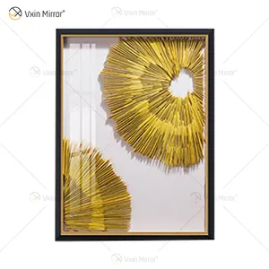 Le plus récent WXPA-19 métal wall art décor décoration pièces de luxe salon encadrée 3d abstraite pour la maison ensemble pour vente