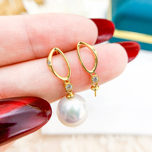Accessoires en argent S925 pour la création de bijoux, plateau vide avec perles rondes de 9 à 13 mm, bijoux en argent simples, boucles d'oreilles, modèle 21501 - Product Image 1