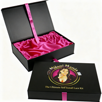 Boîte cadeau réutilisable de luxe pour extensions de cheveux, emballage personnalisé avec logo, boîte à perruque avec doublure intérieure en satin de soie