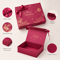 Boîte cadeau magnétique de Noël, boîte pliante de luxe personnalisée avec logo A5 pour cadeau de fête, vente au détail et en gros