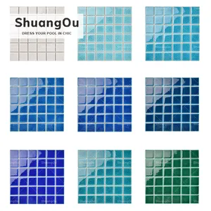 Ice Crackle Swimming Pool Mosaic Suppliers Indoor Wall Kitchen Bathroom Blue Green Moroccan Tiles Ceramic Mosaic