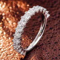 Bague de fiançailles en or platine massif au design populaire, diamant de laboratoire HPHT taille princesse, alliance en diamant de laboratoire
