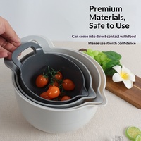Ensemble de 4 bols à salade en plastique PP avec poignée, plateau à collation, mélangeur à farine de cuisine, design moderne et luxueux, finition peinte