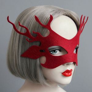 Máscara de fieltro con cuernos para mujer, de moda, para Halloween, mascarada, de cara completa, con logo personalizado, bonita, para fiesta, noche, graduación, baile, 2026, ¡Oferta Caliente! - Product Image 4