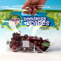 Sachet souple ventilé personnalisé pour raisins avec poignée de transport, sac en plastique transparent respirant à fermeture éclair pour la vente au détail de raisins de table sans pépins
