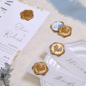 Autocollants de sceau de <span class=keywords><strong>cire</strong></span>, eucalyptus, invitation de mariage, autocollants de sceau pour enveloppe, autocollants autocollants en or antique pour invitation - Product Image 3