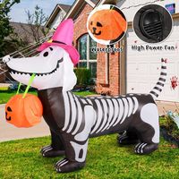 Décorations extérieures gonflables d'Halloween Décoration de cour gonflable pour chiot squelette avec LED intégrées