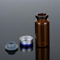 Flacon en verre moulé ambre avec bouchon en caoutchouc et bouchon en aluminium pour médicaments, 10ml, 20ml, 30ml, vente en gros