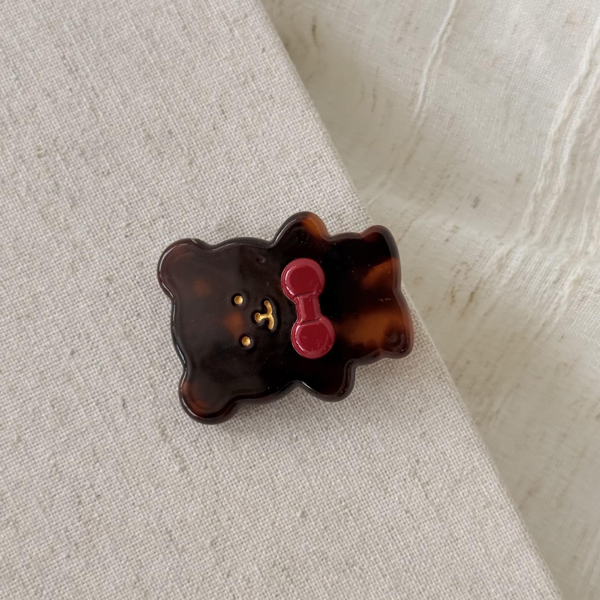 YJL New Bowknot Bear Cute Sweet Acetate Hair Clips Animals Fashion Sequined Mini Girls Bangs Clip Duckbill Clip