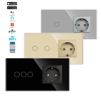 EU/UK 1234 Gang Home Tuya WiFi interruptor inteligente con neutral Smart Home Touch interruptor de luz de pared eléctrico vidrio PC panel de aluminio