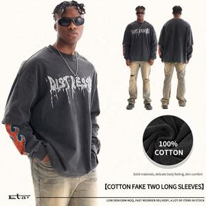 เสื้อยืดผ้าฝ้ายพิมพ์ลายกราฟิกสำหรับผู้ชายเสื้อยืดแขนยาวสองชั้น100% งานตามสั่ง - Product Image 2