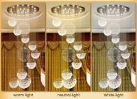Lustre suspendu pour escalier JYLIGHTING, en forme de goutte de pluie, spirale en cristal, grande taille, pour plafonds hauts