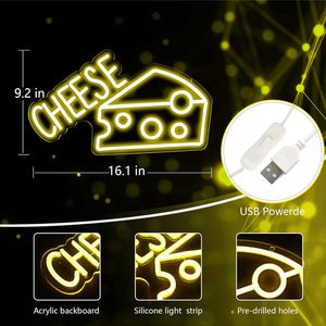 Cheese Letreros Neon LED indoor hanging ambient light shop <b>sign</b> wall decoration light entrance indicator light luminous <b>sign</b> - Product Image 2